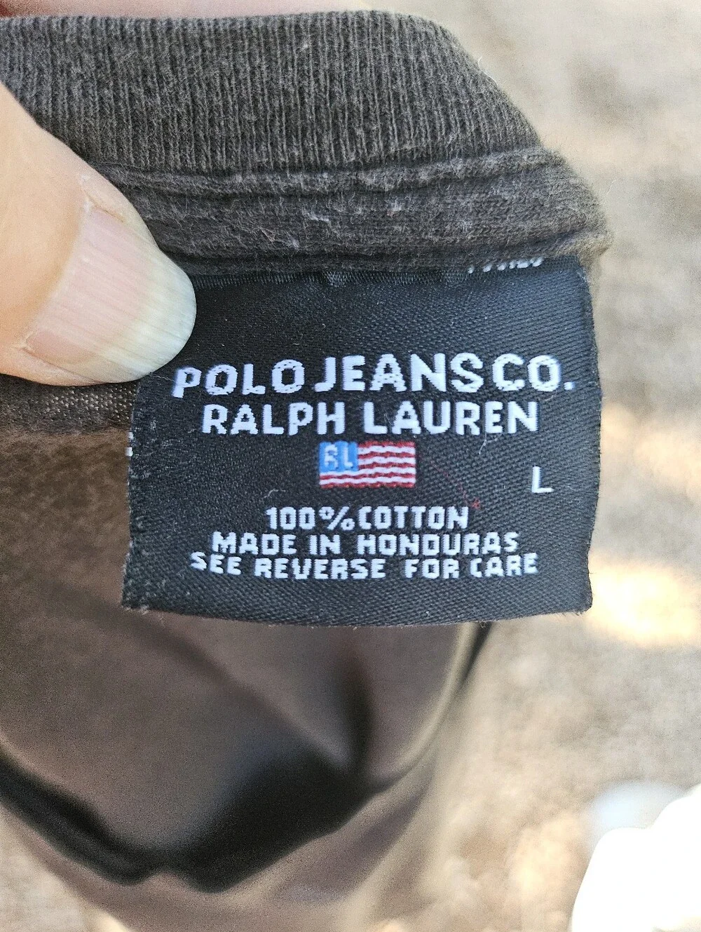 Polo Jeans Co Ralph Lauren Distressed Brown Short Sleeve T-Shirt L